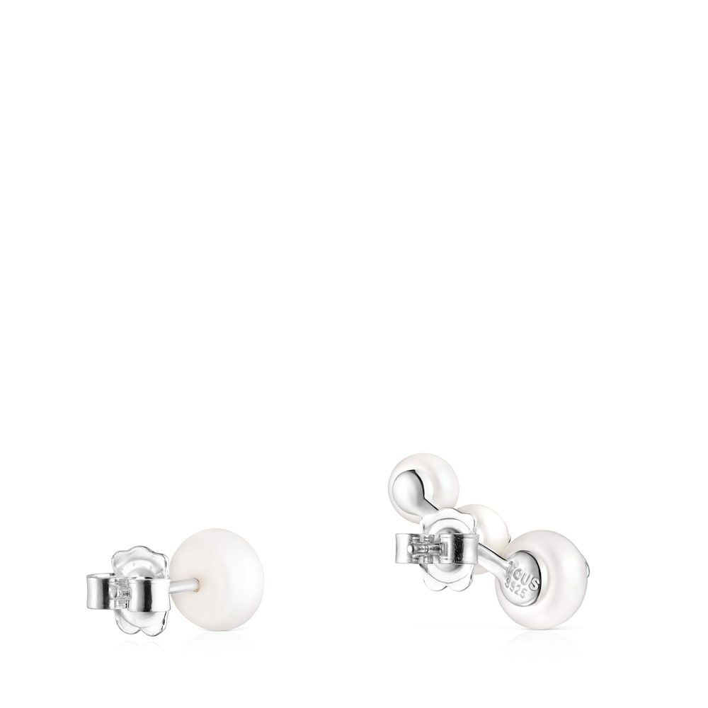 Silver and Pearl Icon Pearl Earrings Silver and Pearl Icon Pearl Earrings