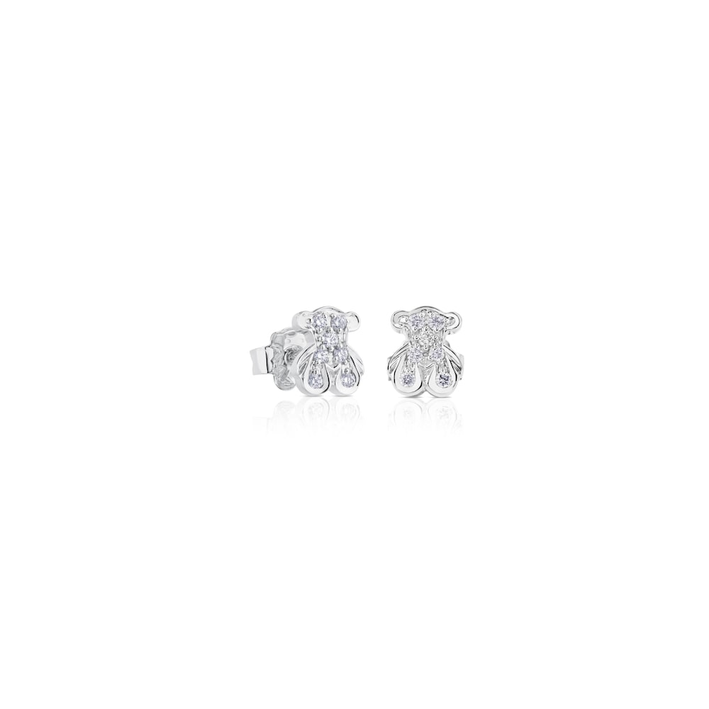 Pendientes de oro blanco y diamantes motivo oso TOUS Bear image number 0