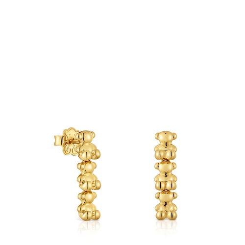 Long 18kt gold plating over silver Earrings with bear motifs Bold Bear