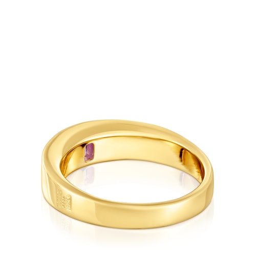 Signet ring with 18kt gold plating over silver and amethyst TOUS Basic Colors