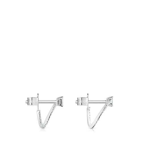 Pendientes medio aro cortos de oro blanco con diamantes Les Classiques