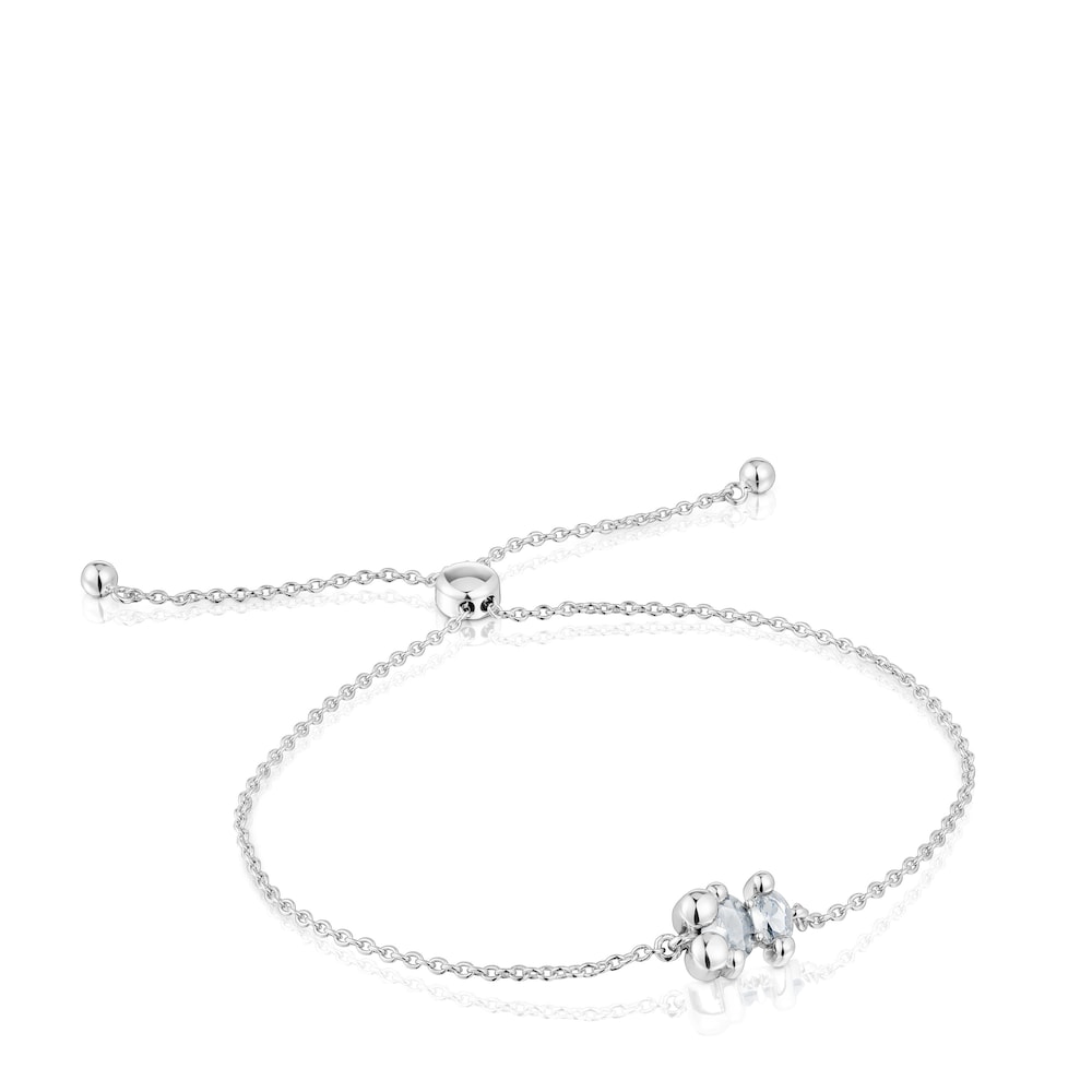 Pulsera cadena motivo oso de plata y cuarzo cristal de roca Color Bear Pulsera cadena motivo oso de plata y cuarzo cristal de roca Color Bear