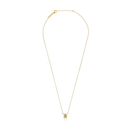 Short 18kt gold plating over silver bear motif Necklace with lab-grown green spinel Color Bear LGG