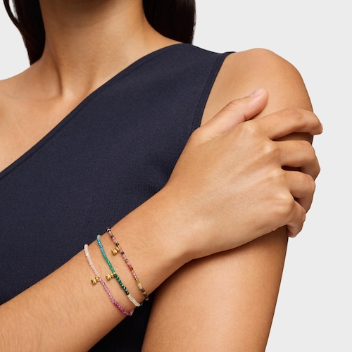 18kt gold plating over silver elastic Bracelet with green gemstones TOUS Bold Bear