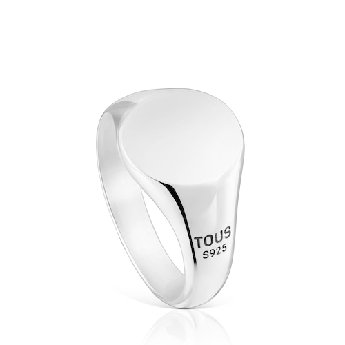 Aged silver Signet ring with square motif TOUS Man