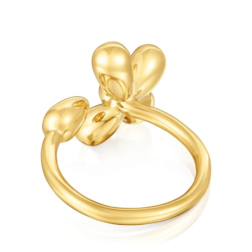Open ring with 18kt gold plating over silver Daisy