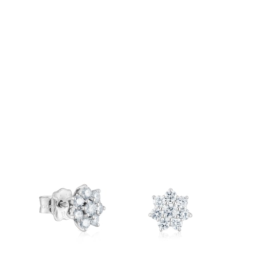 Pendientes de oro blanco y diamantes Daisy