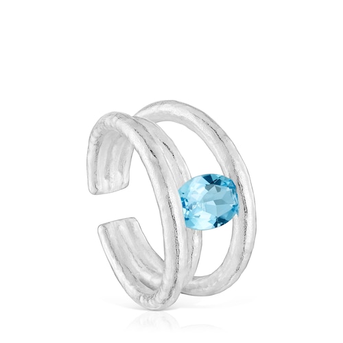 Silver open Ring with topaz Duna