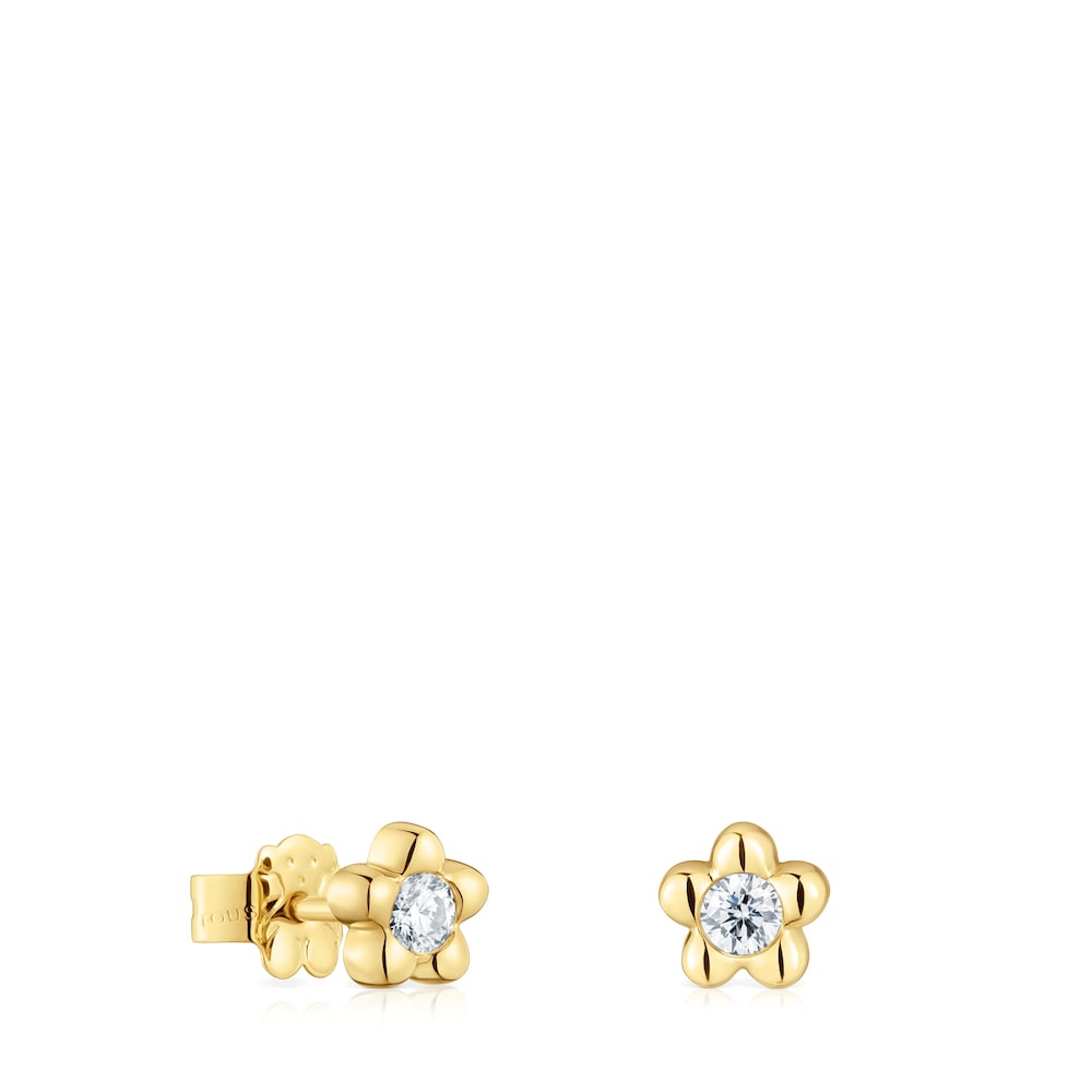 Pendientes flor de oro con diamantes creados en laboratorio TOUS Lili image number 0