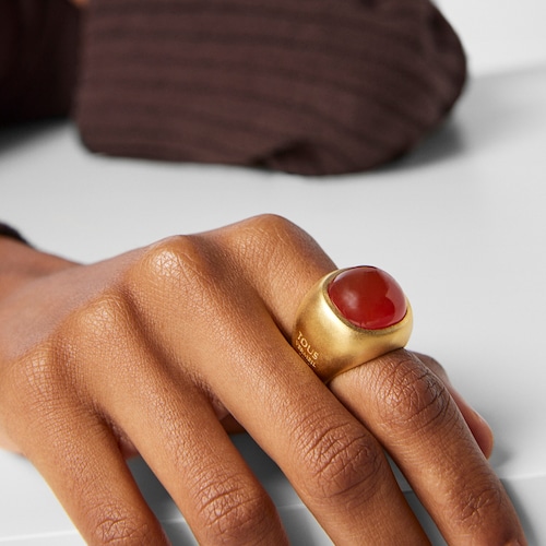 Anillo de plata vermeil y cornalina Nattfall