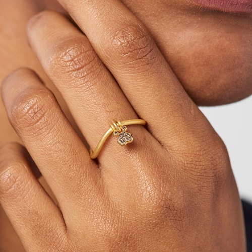 Anillo oso de plata vermeil y cuarzo Luah