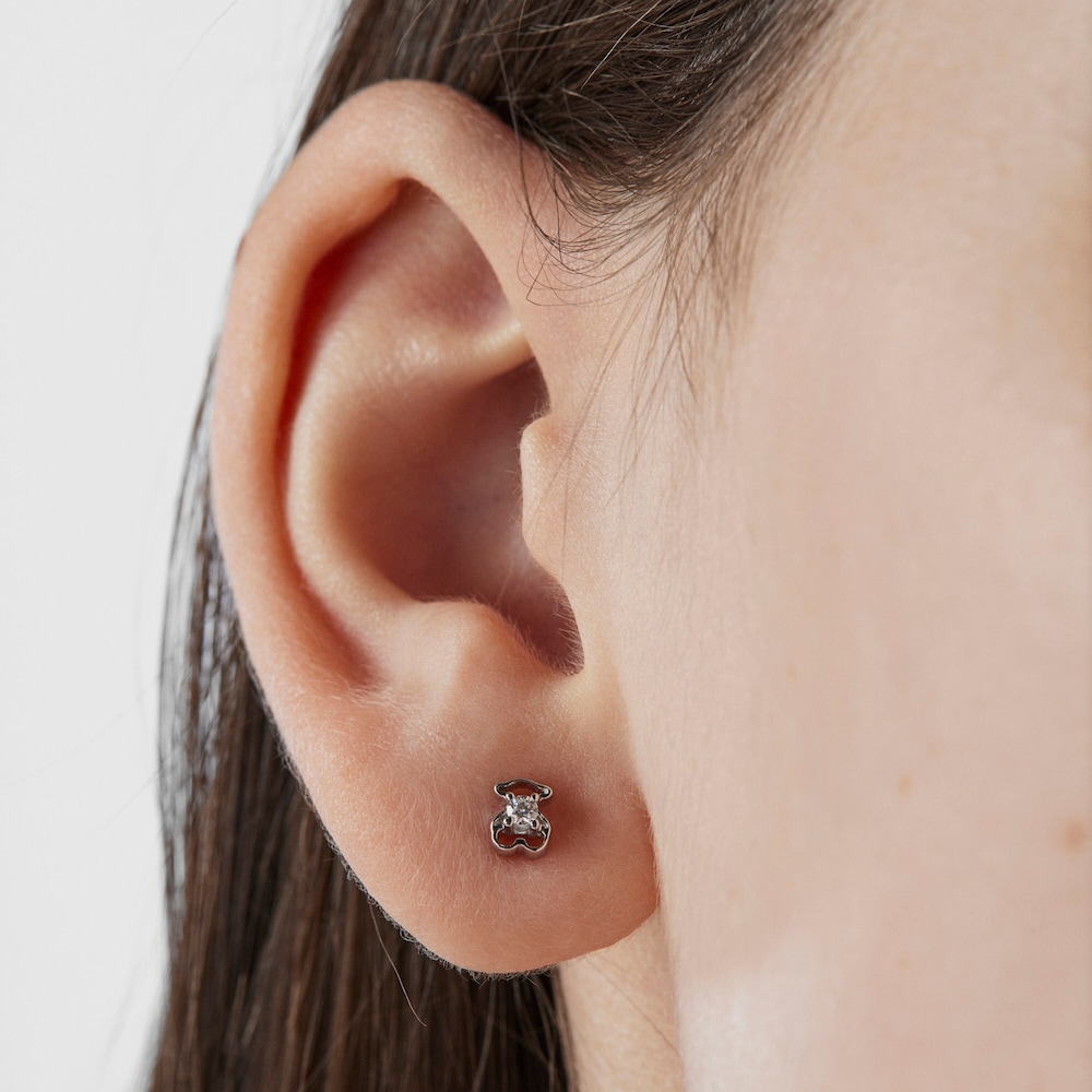 Pendientes de oro blanco con diamantes Silueta image number 5