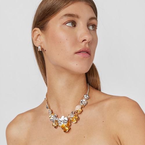 Silver Fragile Nature flowers Necklace
