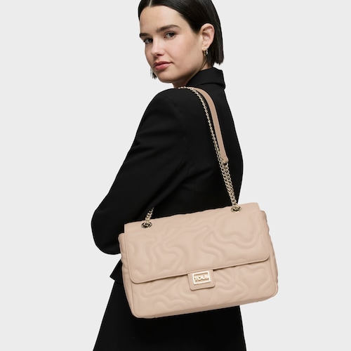 Bandolera mediana con solapa Kaos Dream beige