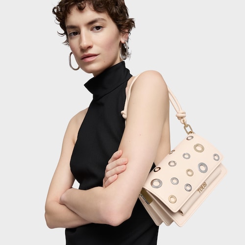 Bandolera pequeña beige Audree Eyelets