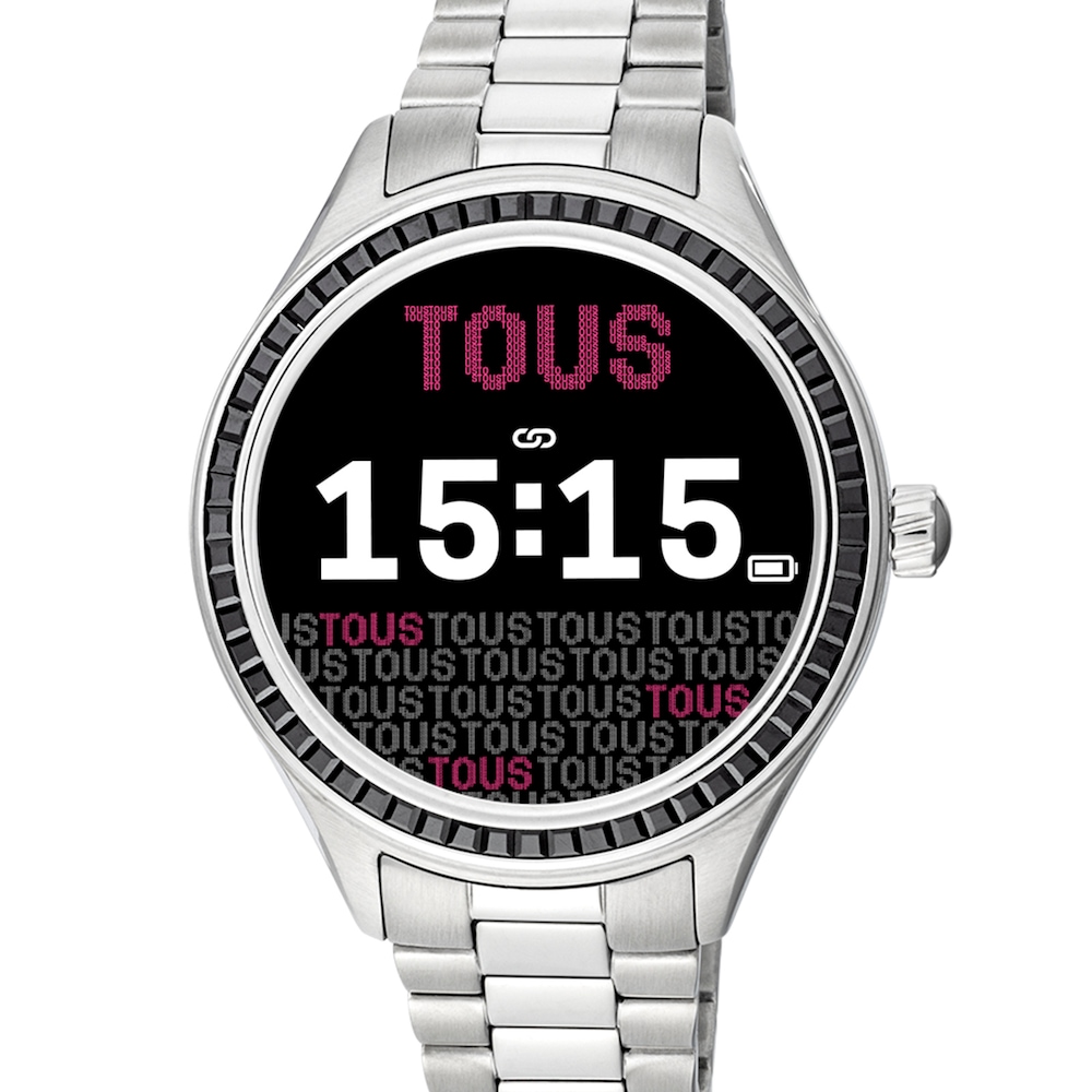 T-Shine Connect Smartwatch with steel wristband with black cubic zirconias image number 2