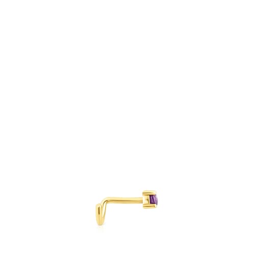 Piercing de nariz de acero IP dorado y amatista TOUS St Tropez Steel
