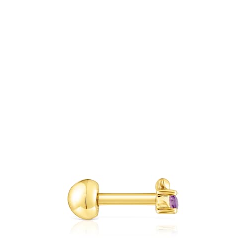Piercing de acero IP dorado oso y amatista New Motif