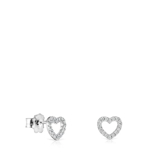 Pendientes corazón de oro blanco con diamantes Les Classiques