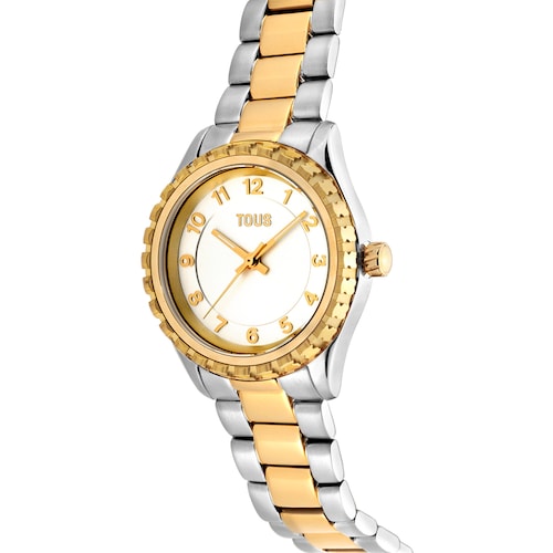 Reloj analógico con brazalete de acero y acero IPG dorado TOUS T-Bear Kdt