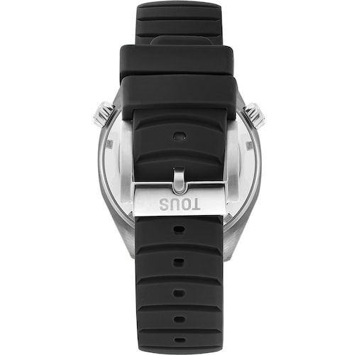 gmt automatic Watch with black silicone strap, steel case and mother-of-pearl face TOUS Now