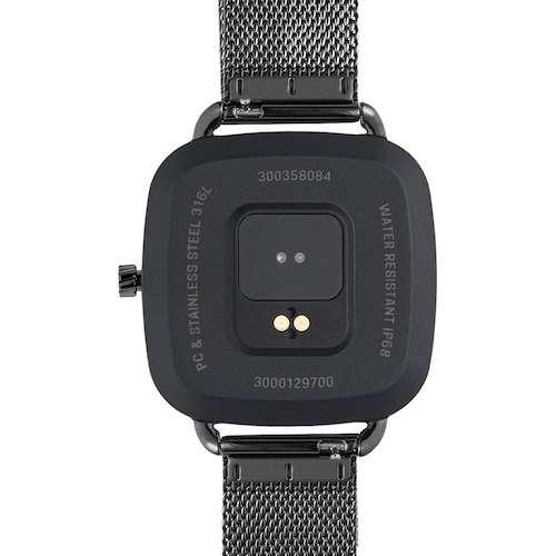 Reloj smartwatch con brazalete de acero IP negro D-Connect