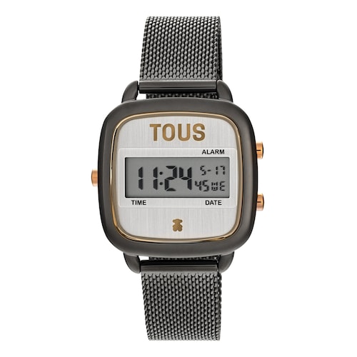 D-Logo gray IP steel and pink IPRG steel digital Watch