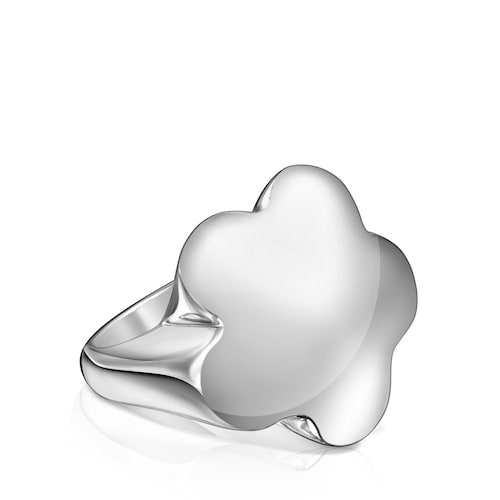 Anillo sello de plata flor Bold Motif