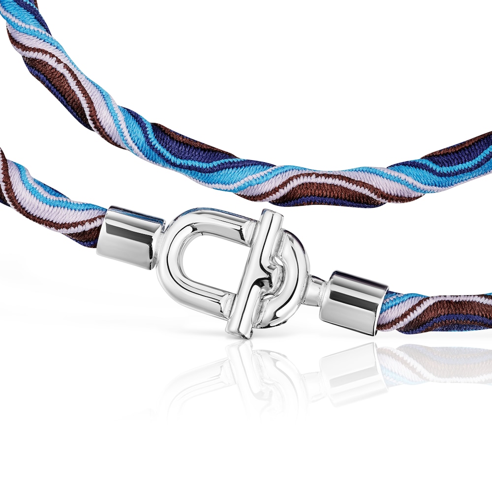 Silver TOUS MANIFESTO Elastic necklace-bracelet with blue and lilac cord Silver TOUS MANIFESTO Elastic necklace-bracelet with blue and lilac cord