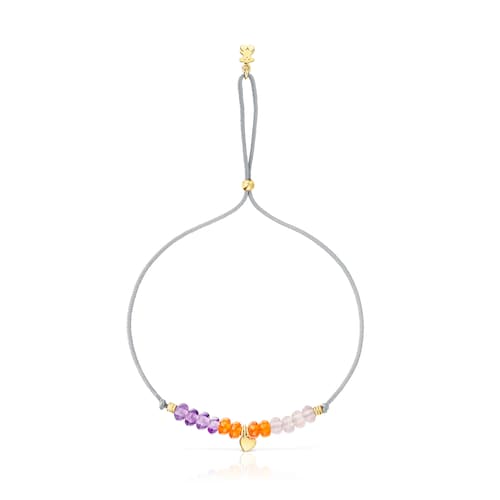 Pulsera de cordón, motivo corazón de oro y calcedonia TOUS Balloon