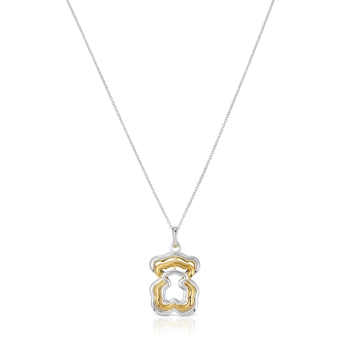 Triple two-tone Bickie bear necklace