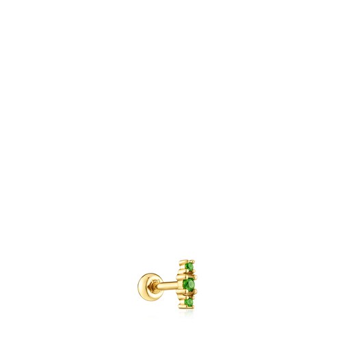 Piercing de oreja de acero IP dorado y cromodiópsido Les Classiques