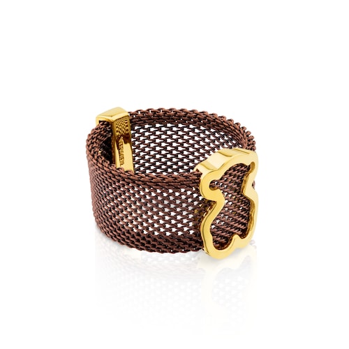 Anillo Mesh de Acero y Plata Vermeil