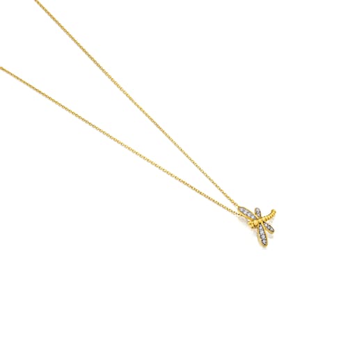 TOUS Bera Necklace in Gold with Diamonds Dragon-fly motif