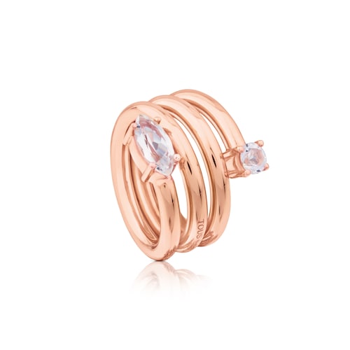 Anillo con baño de oro rosa 18 kt sobre plata y topacio Eklat