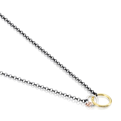 Hold necklace in Dark Silver with Silver Vermeil, Rose Silver Vermeil and Silver