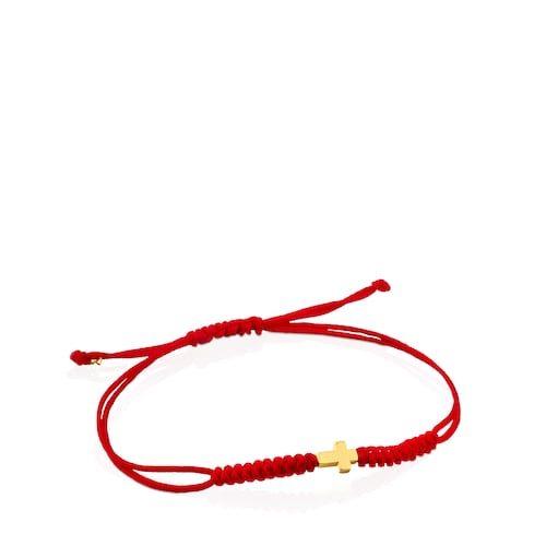 Pulsera cruz de cordón en color rojo y oro Sweet Dolls XXS