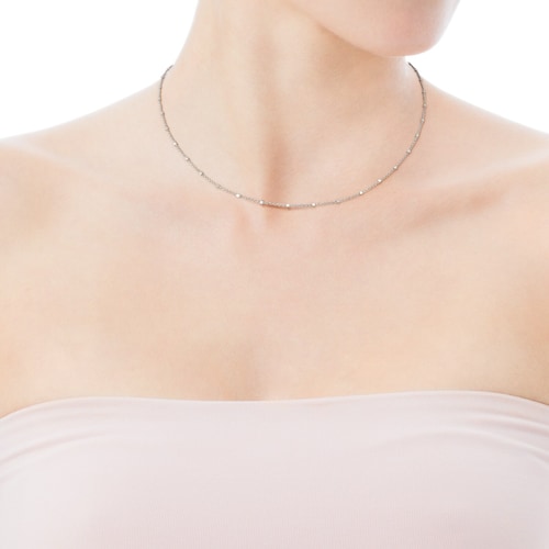 45 cm White Gold TOUS Chain Choker with interspersed balls