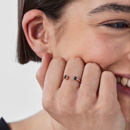TOUS Motif open Ring in Rose Silver Vermeil with Spinels